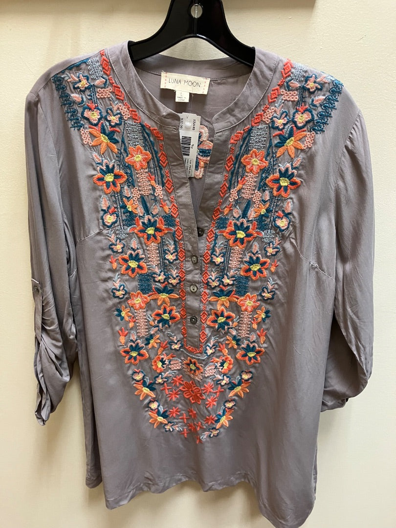 Grey+ luna moon Top, Medium